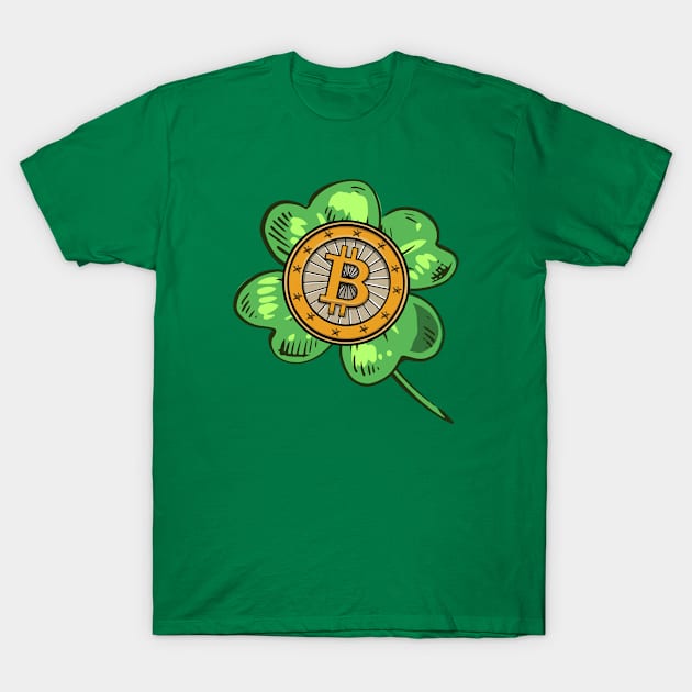 Bitcoin Is My Lucky Charm Clover Leaf St Patrick's Day T-Shirt by az_Designs